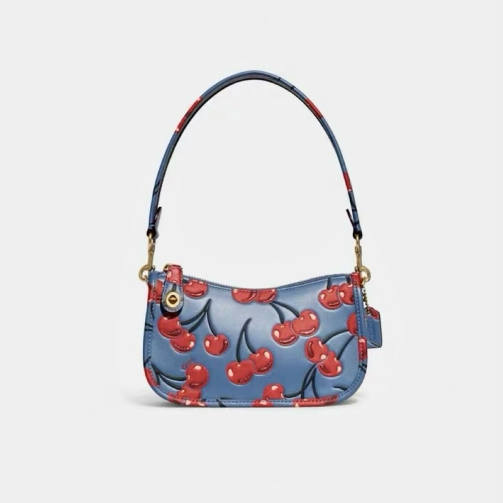 COACH Swinger Cherry Print Leather Shoulder Bag